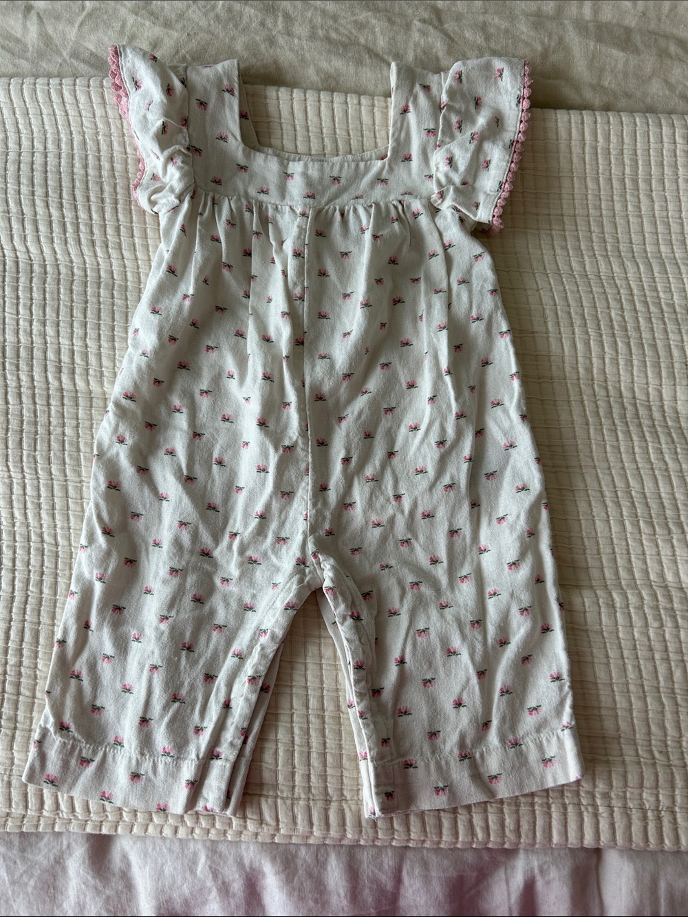 Old Navy White Romper with Pink Floral Print